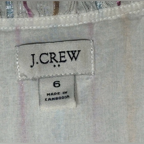 J. Crew Womens Dress Sz 6 Sleeveless Tiered Midi Metallic Striped Ruffled Zip - Picture 11 of 13